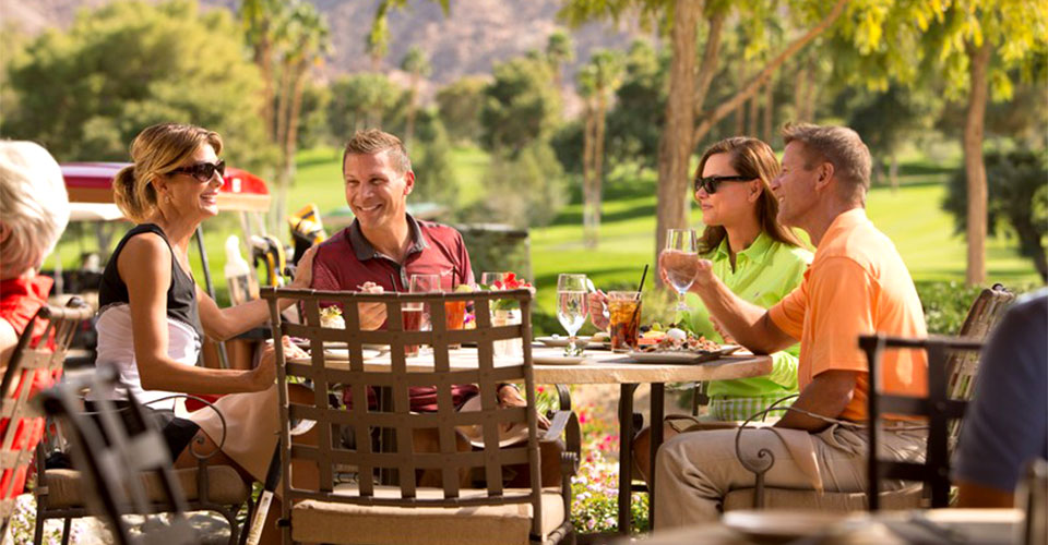 Group of friends enjoying a nice lunch on the patio