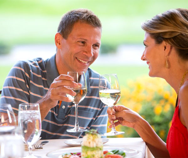 couple enjoying drinks together